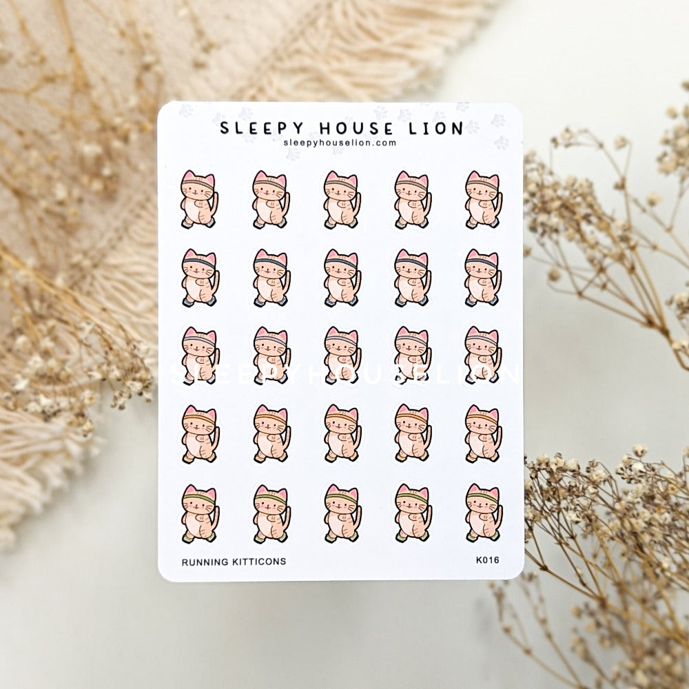 Running Kitticon Sticker Sheet - Sleepy House Lion