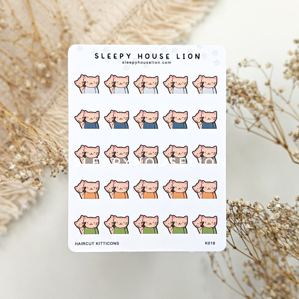 Haircut Kitticon Sticker Sheet - Sleepy House Lion