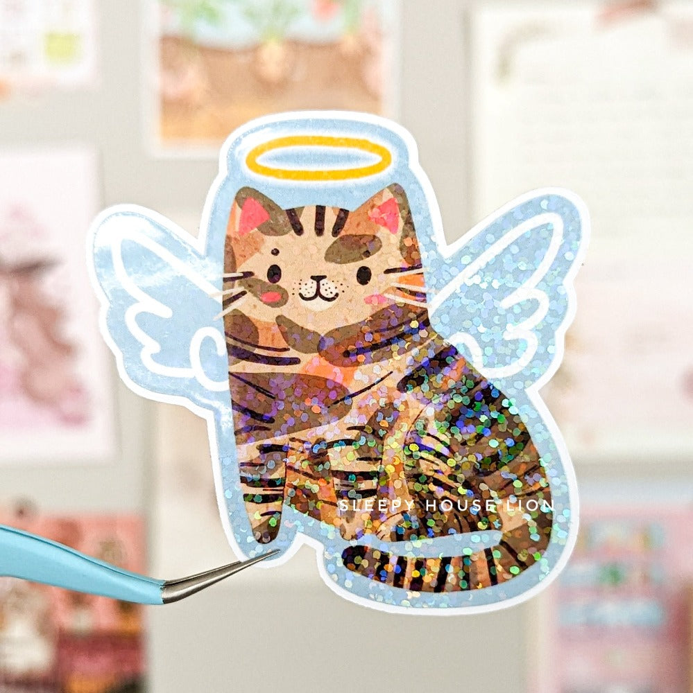 Angel Cat with Holographic Details Vinyl Sticker (Vol 2) - Sleepy House Lion