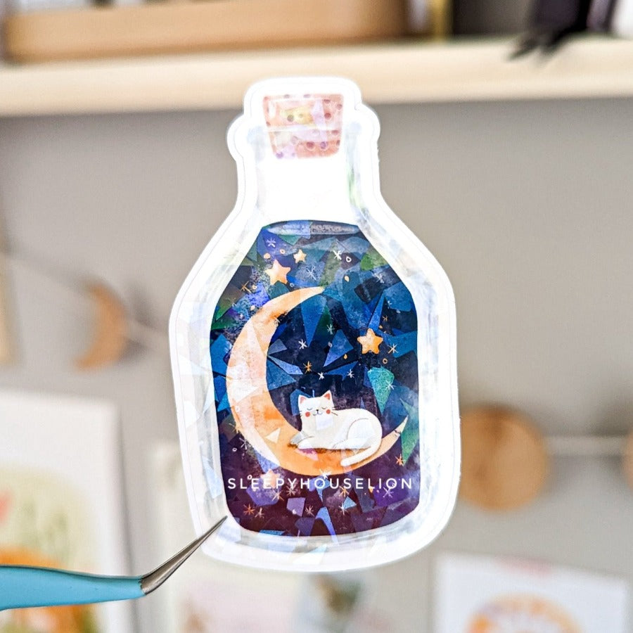 MAGICAL BOTTLE KITTY DIE CUT STICKER