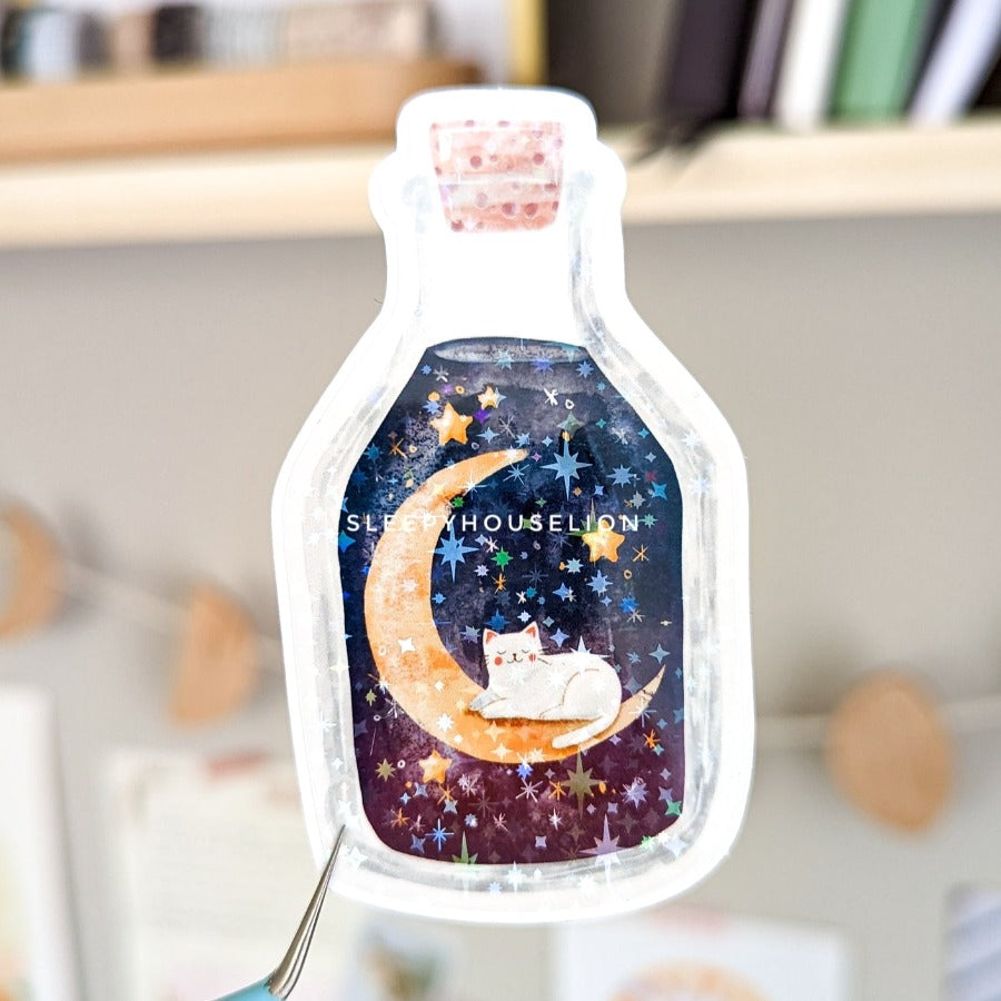MAGICAL BOTTLE KITTY DIE CUT STICKER