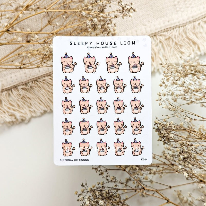 Birthday Kitticon Sticker Sheet - Sleepy House Lion