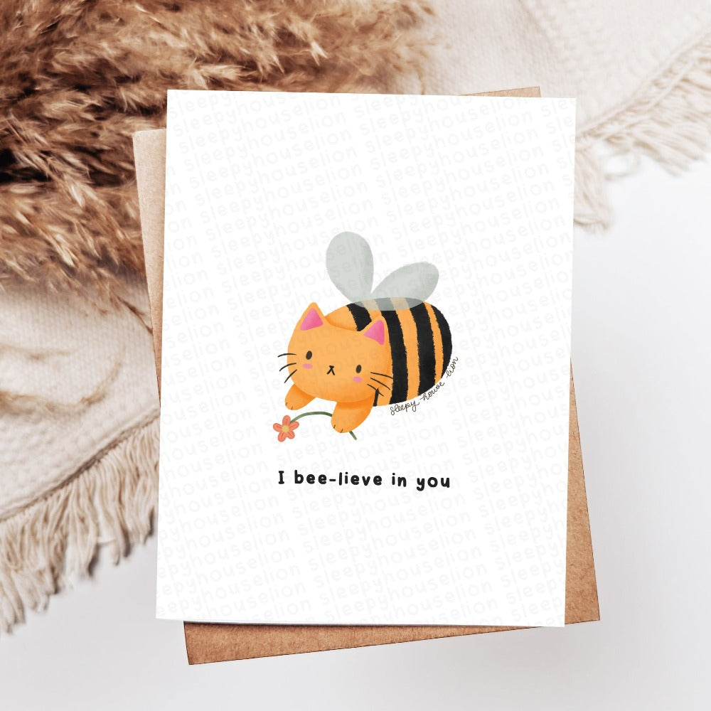 I Bee-lieve In You Greeting Card - Sleepy House Lion