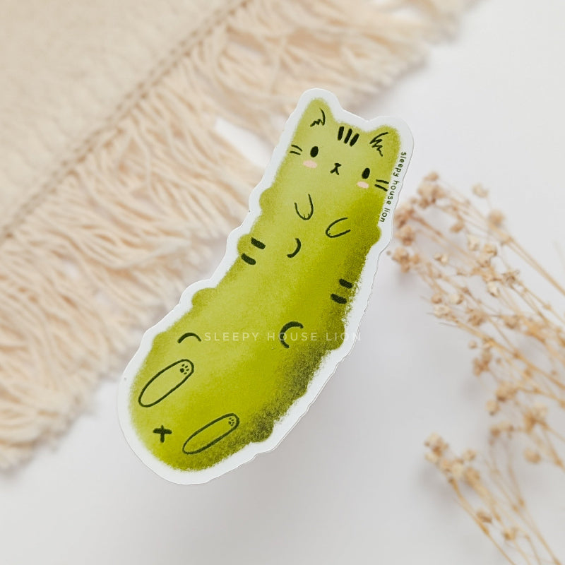 pickle cat vinyl sticker