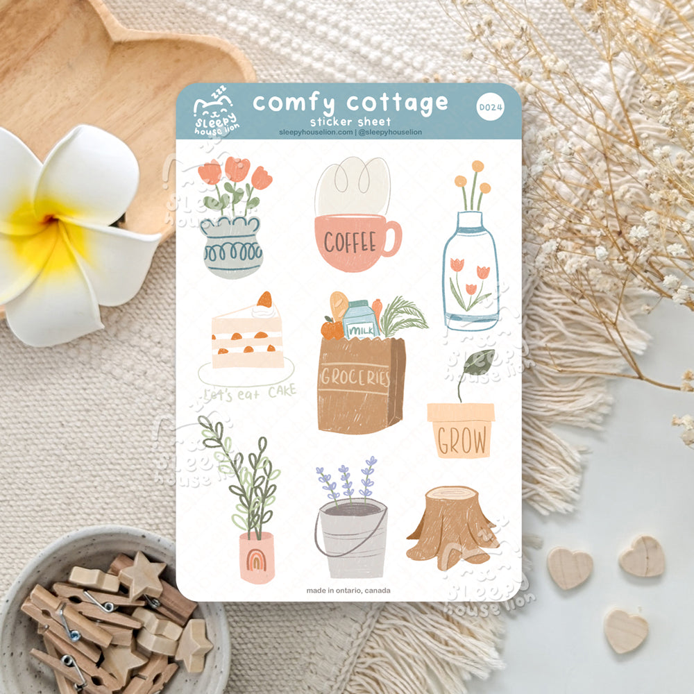 cozy cottage home vibe sticker sheet