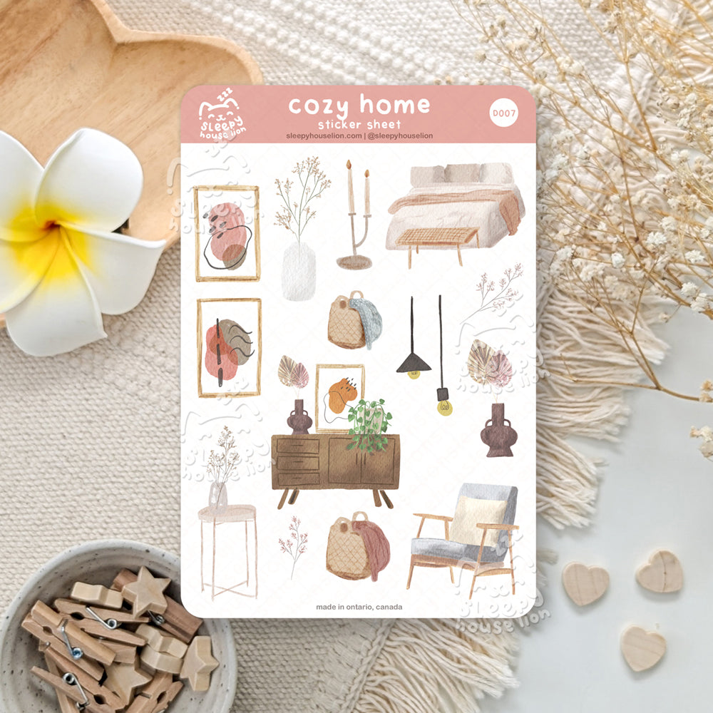 cozy watercolour home neutral sticker sheet