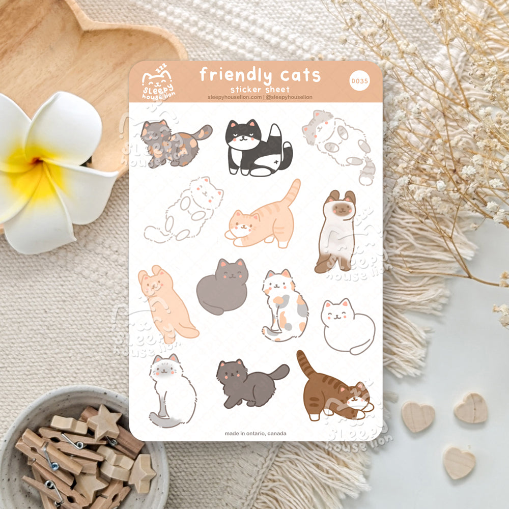 Friendly Cats Sticker Sheet - Sleepy House Lion