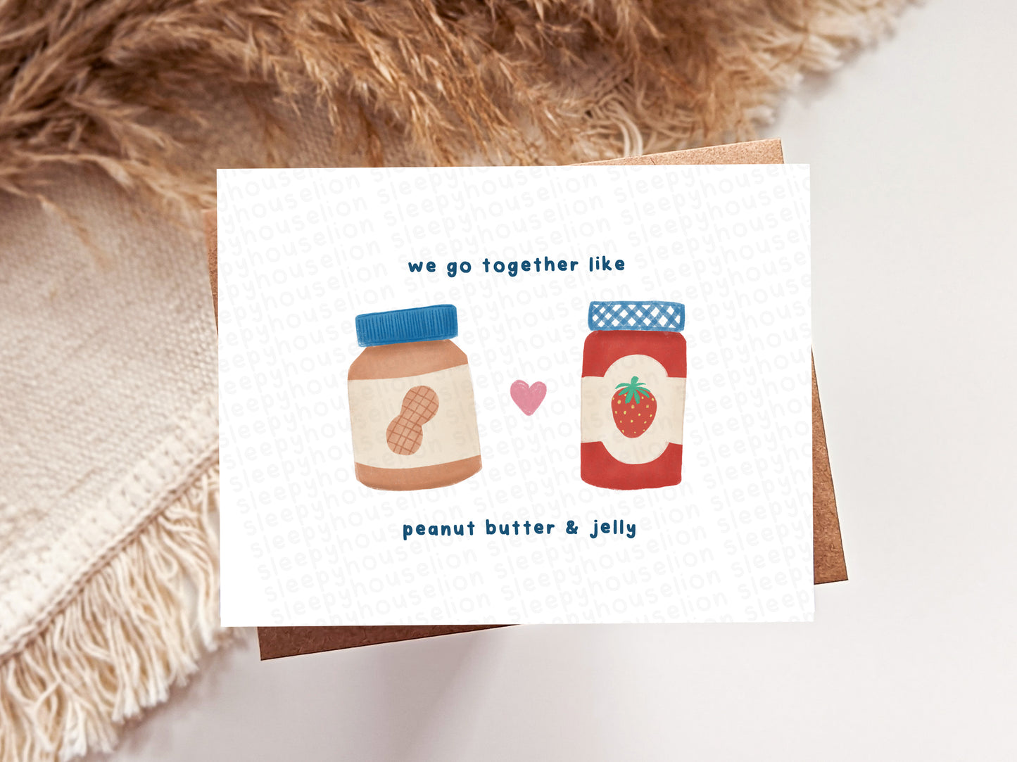 Together Like PB&J Greeting Card - Sleepy House Lion