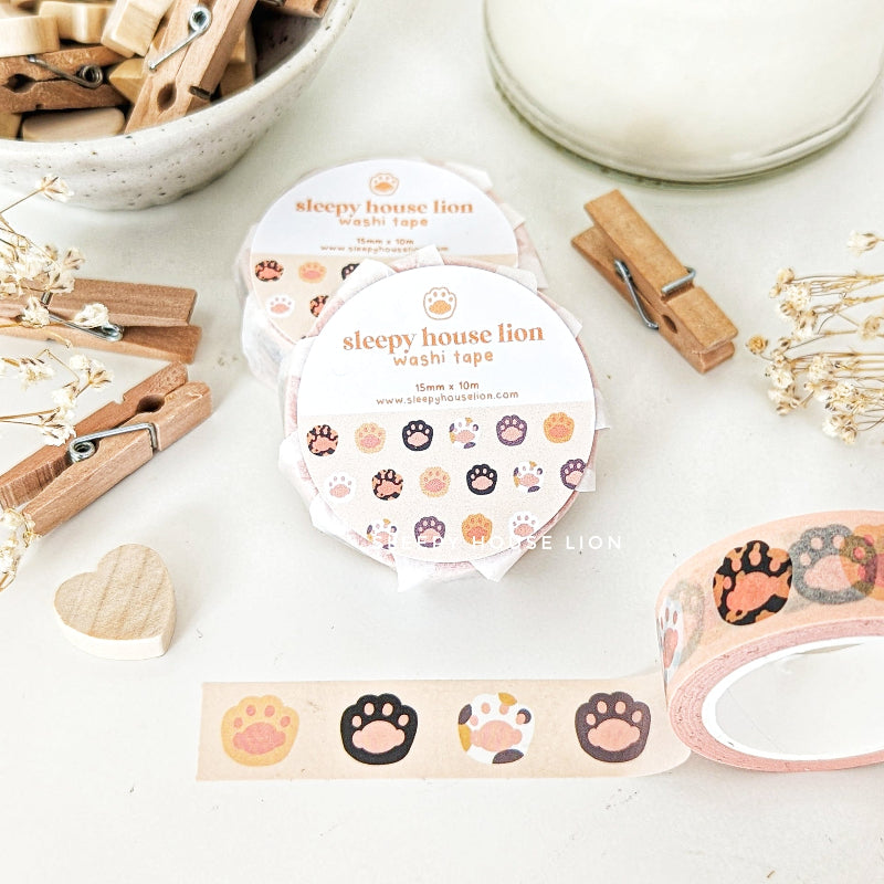 cute pink washi tape with paws