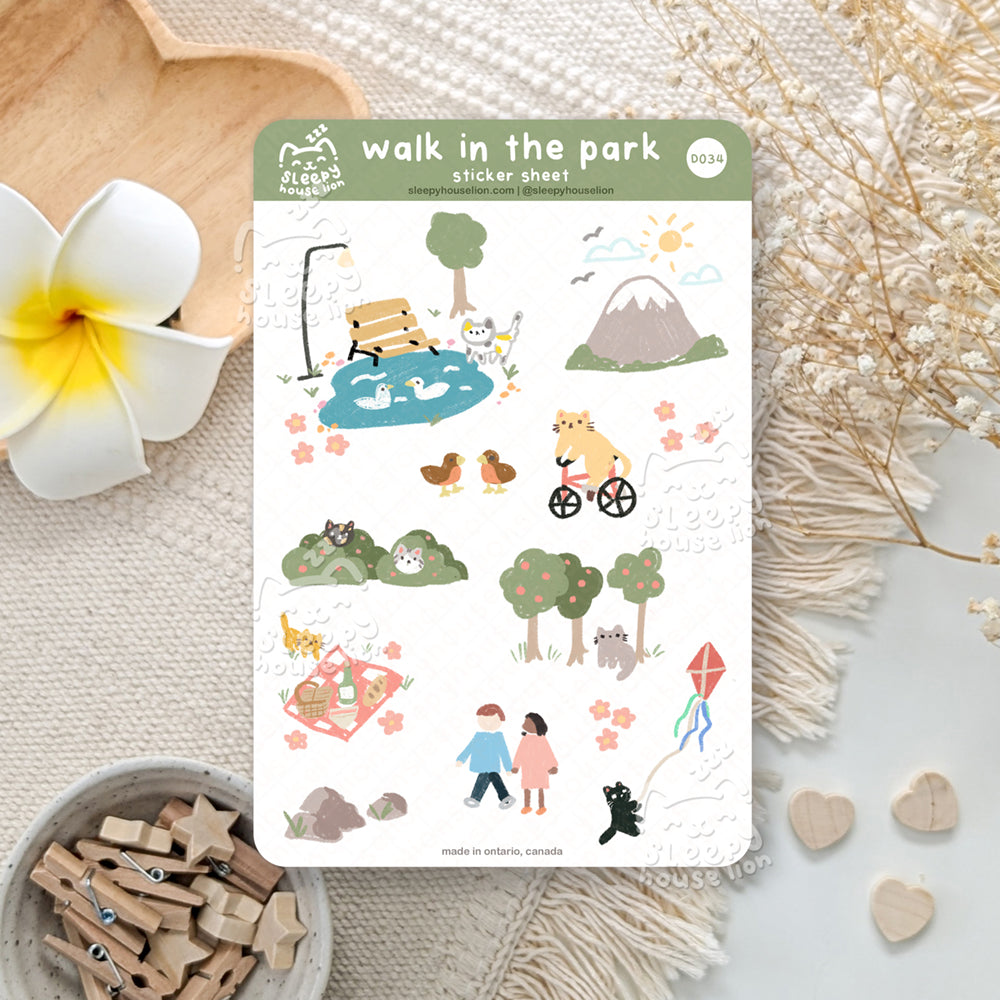 walk in the park with cats sticker sheet