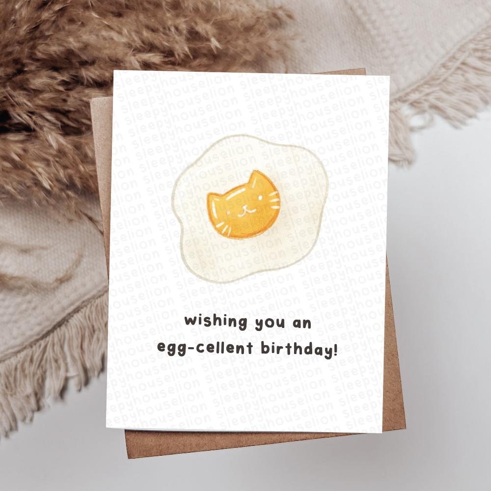 Wishing You An Egg-cellent Birthday Greeting Card - Sleepy House Lion