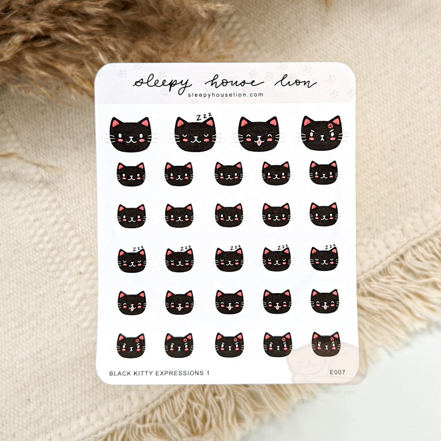 BLACK KITTY EXPRESSIONS STICKER SHEET