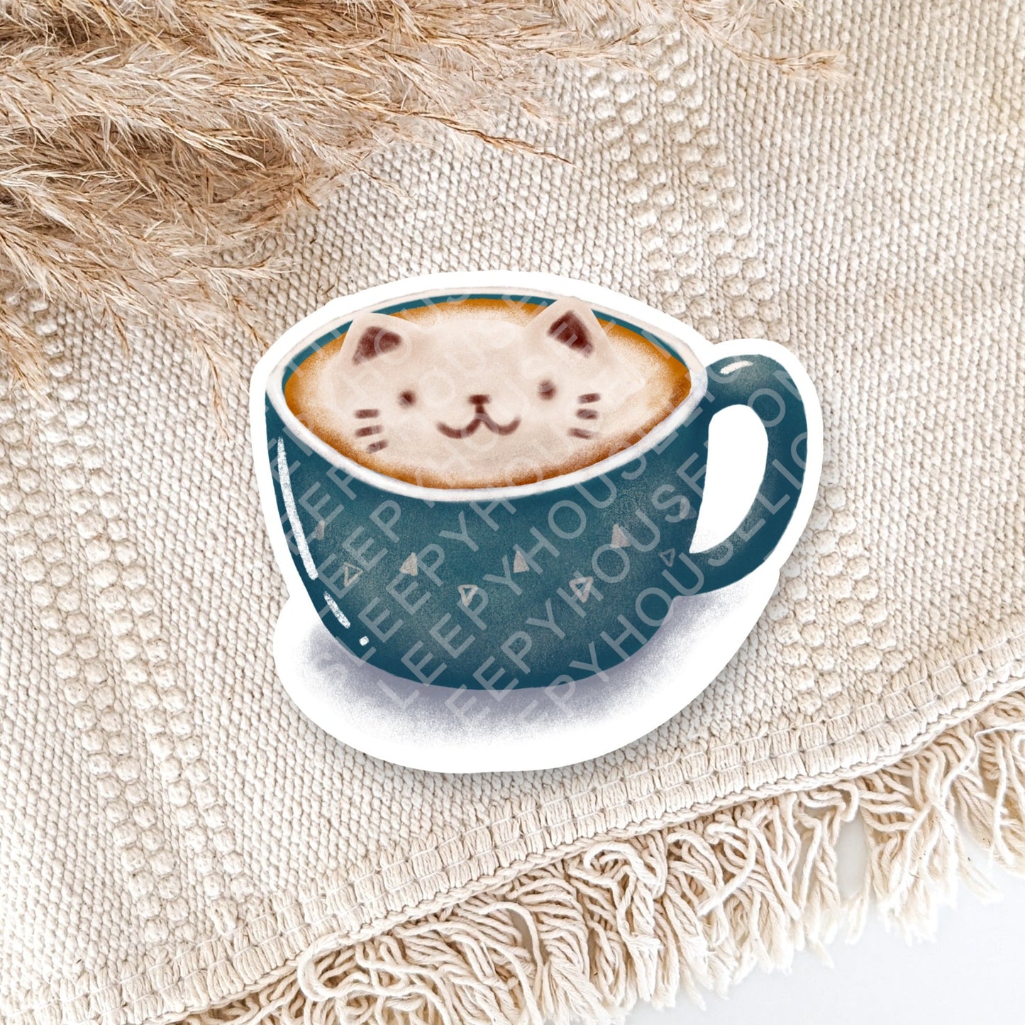 COZY CAT-PUCCINO MUG KITTY DIE CUT STICKER