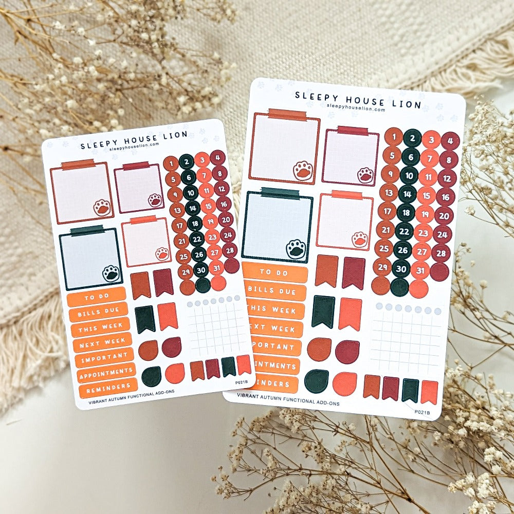VIBRANT AUTUMN MONTHLY WEEKLY STICKER SHEET KIT