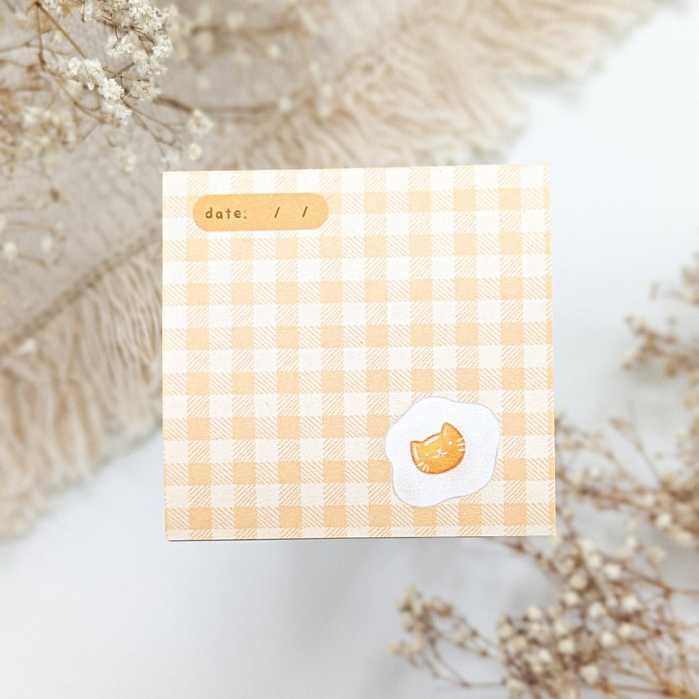 YELLOW PLAID BREAKFAST EGG STICKY NOTE