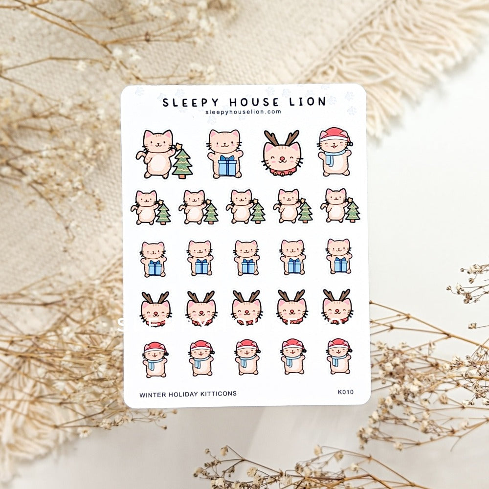 Holiday Kitticon Sticker Sheet - Sleepy House Lion