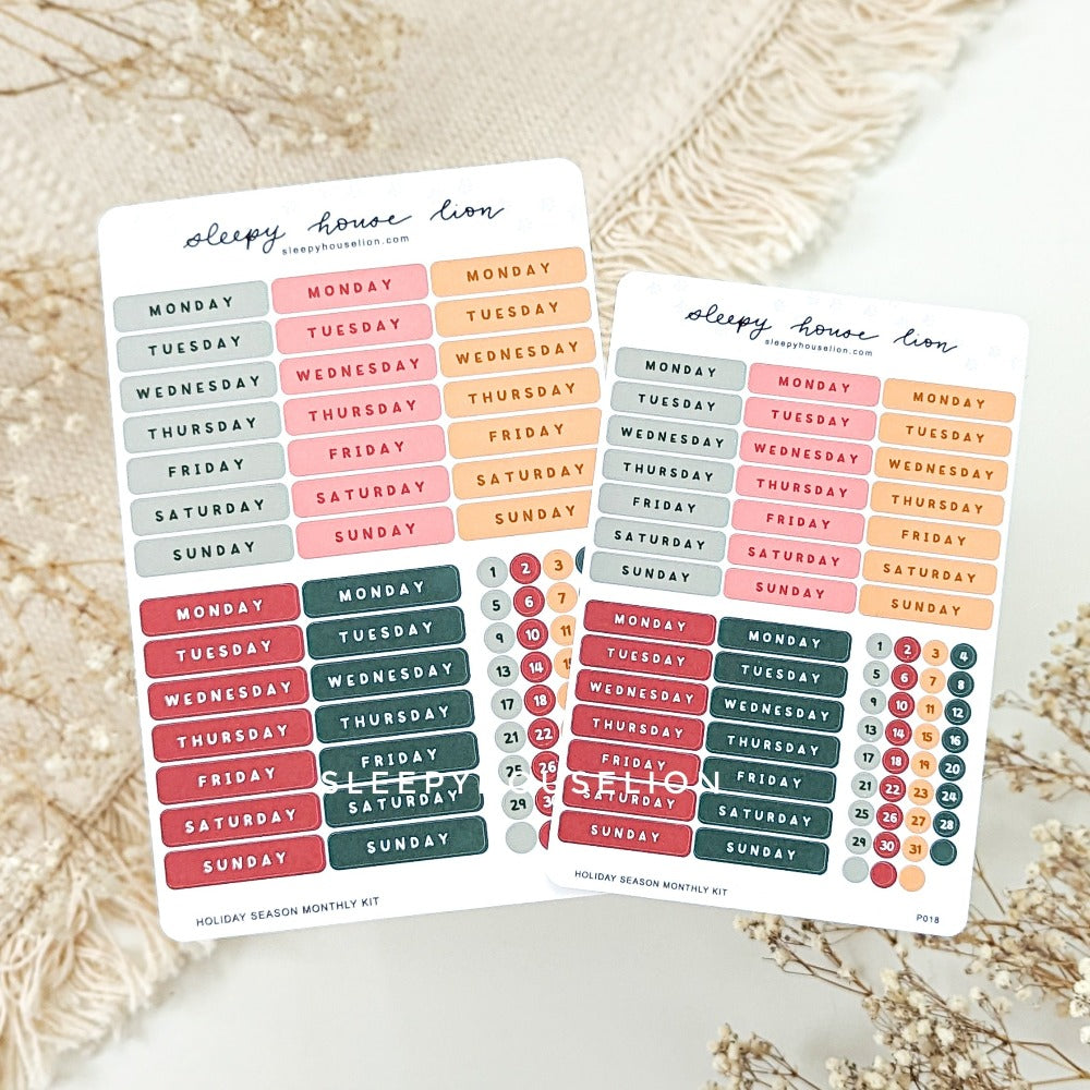 HOLIDAY MONTHLY WEEKLY STICKER SHEET