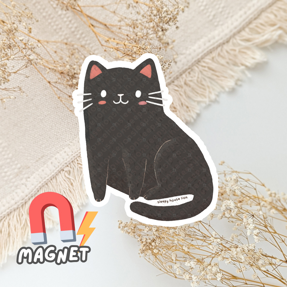 Black cat magnet