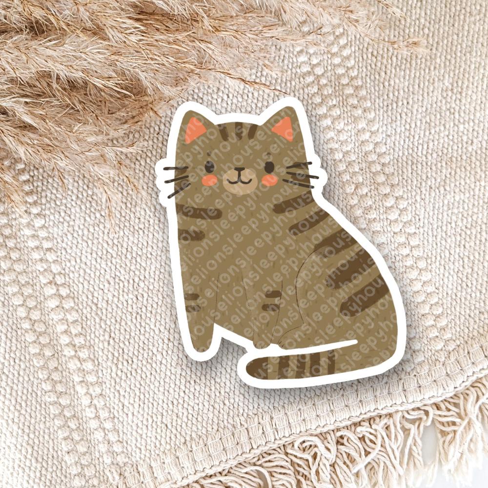 brown tabby cat vinyl sticker