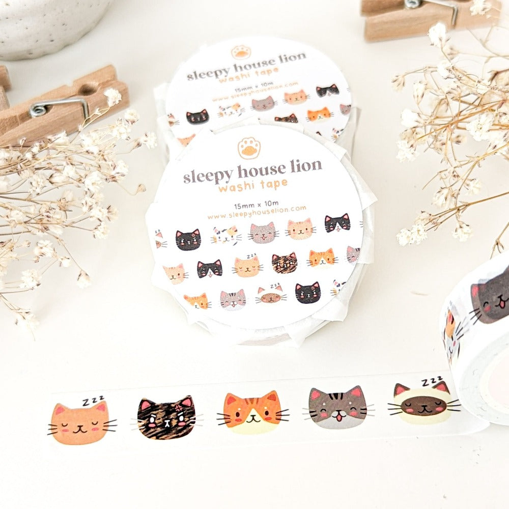 cat head expressions on washi tape