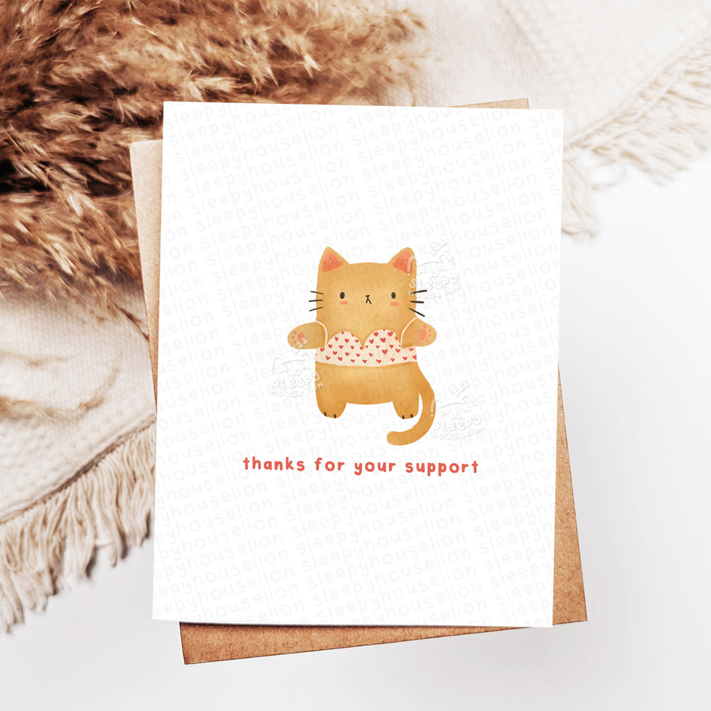Thank You For Your Support Greeting Card - Sleepy House Lion