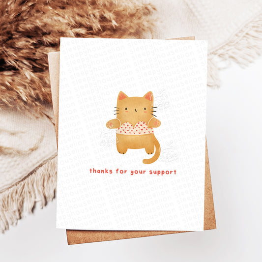 Thank You For Your Support Greeting Card - Sleepy House Lion