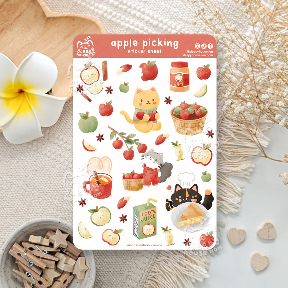 Cats Apple Picking Sticker Sheet