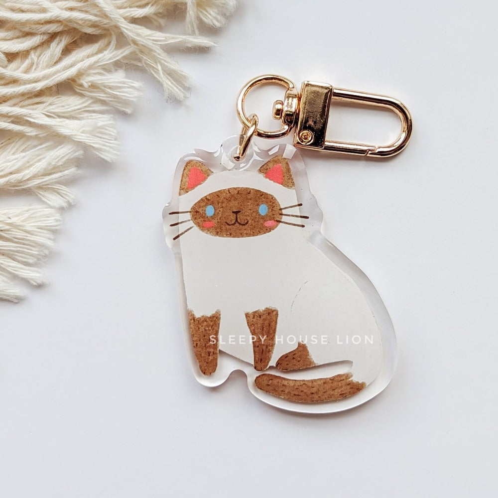 chocolate point siamese cat keychain