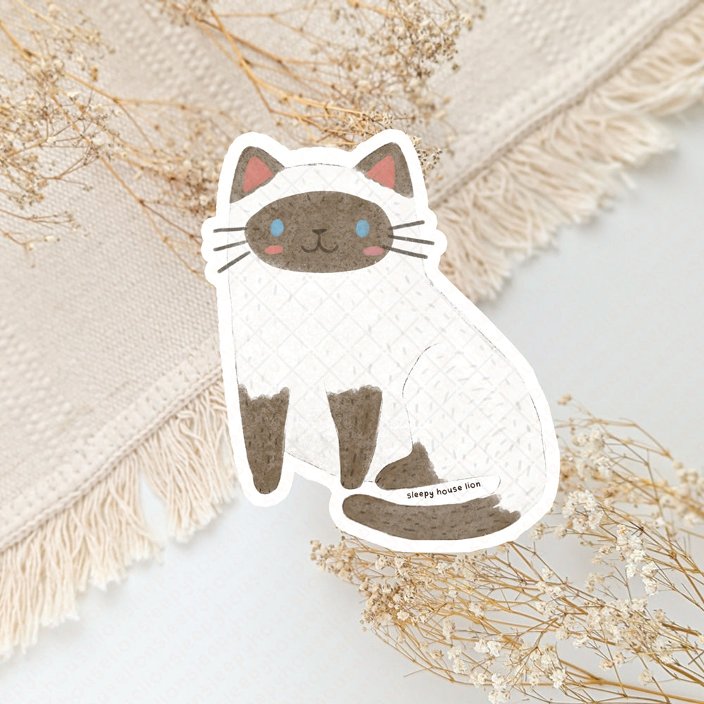 chocolate point siamese cat vinyl sticker