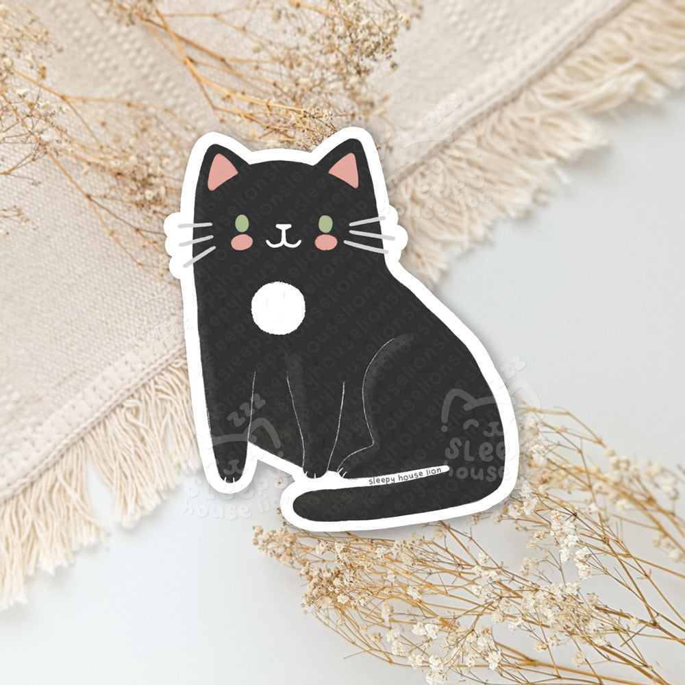 Black Cat with White Locket Vinyl Sticker