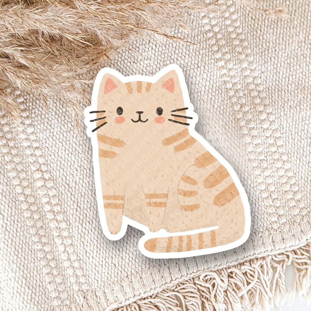 cream tabby cat vinyl sticker