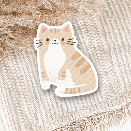 cream tuxedo tabby cat vinyl sticker