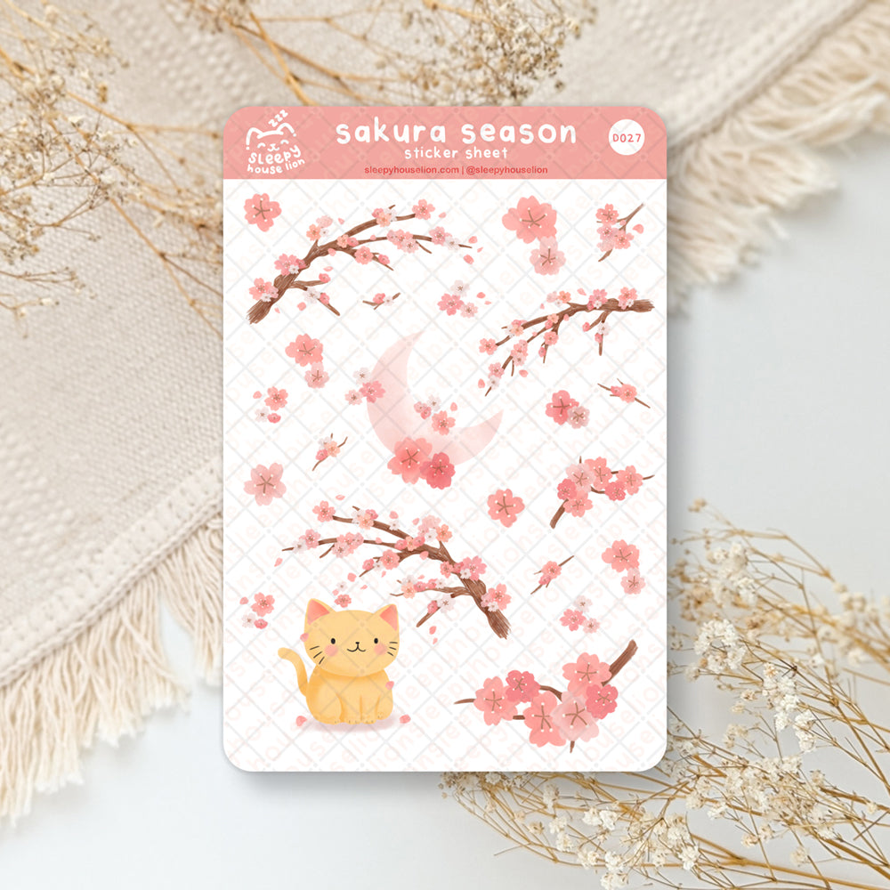 Sakura Season Sticker Sheet - Sleepy House Lion