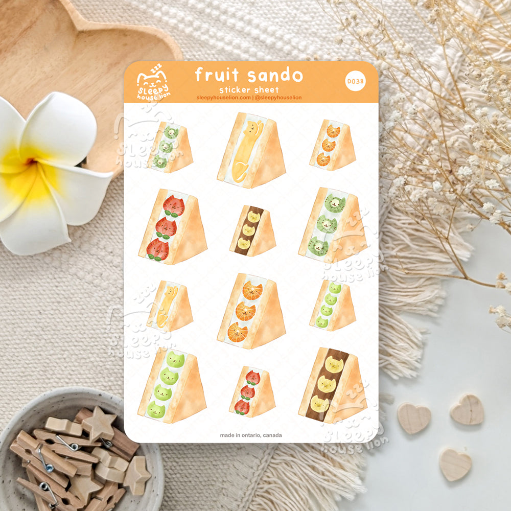 Japanese Fruit Sandwich Sando Sticker Sheet - Sleepy House Lion