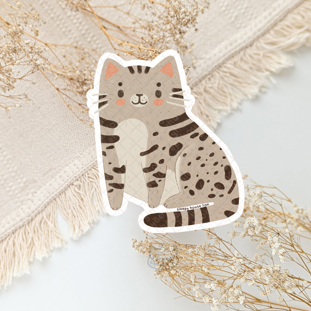 beige and grey with spots egyptian mau vinyl sticker