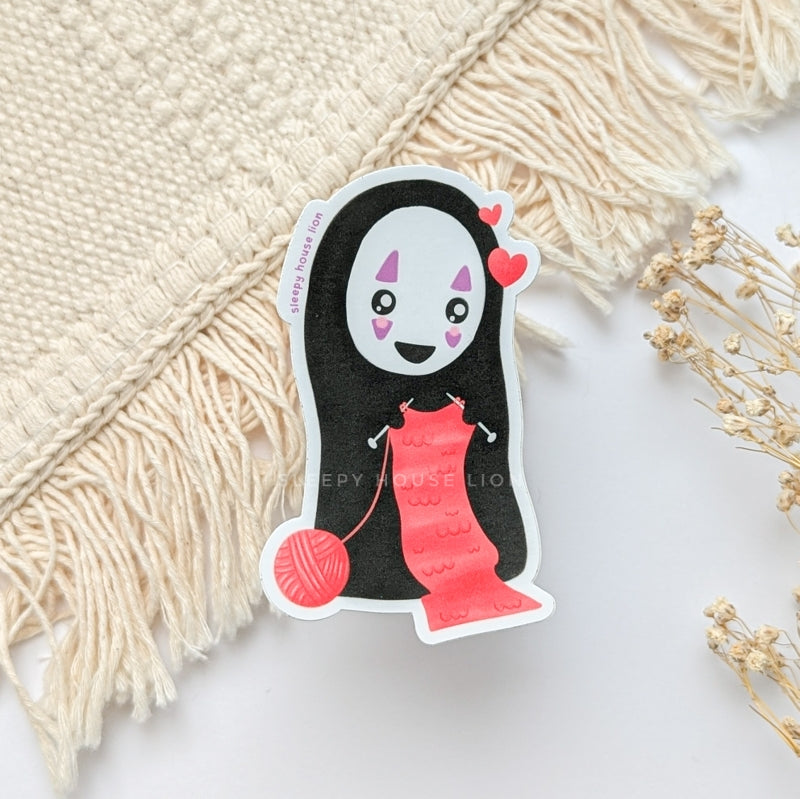 faceless spirit knitting scarf vinyl sticker