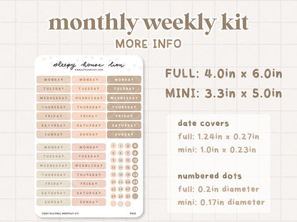 COMFY COTTAGE MONTHLY WEEKLY STICKER SHEET
