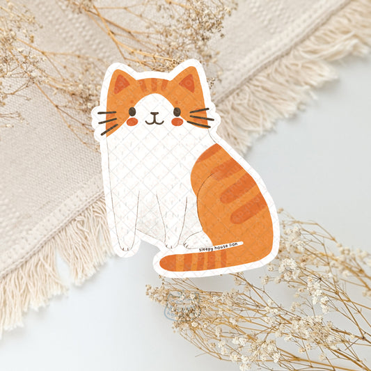 ginger orange and white tabby cat vinyl sticker