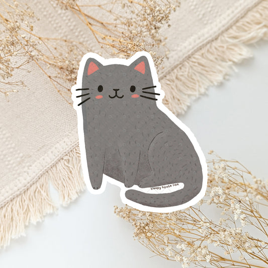 gray Russian Blue British Shorthair Chartreux cat vinyl sticker