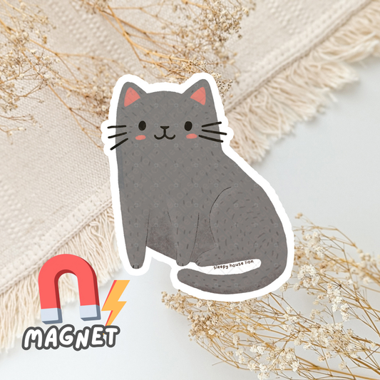 Grey cat magnet