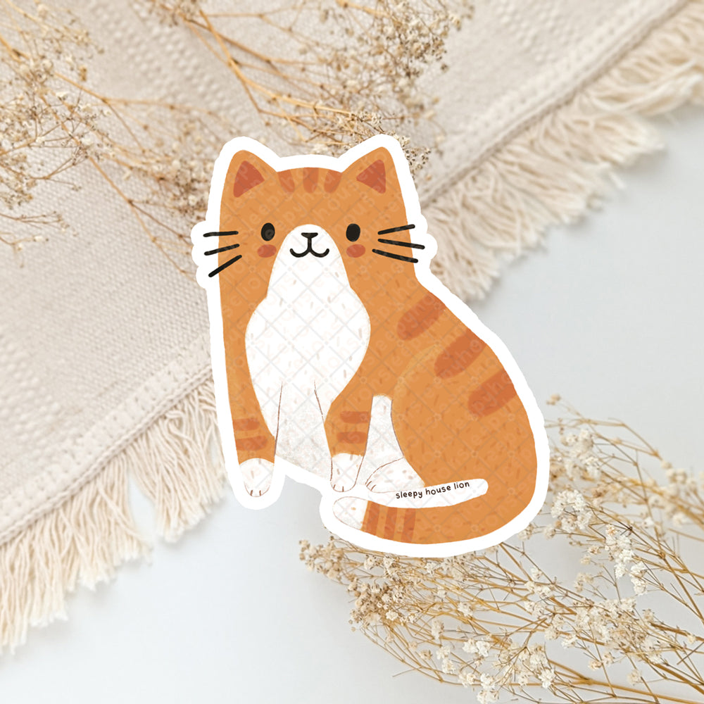 orange ginger tuxedo tabby vinyl sticker