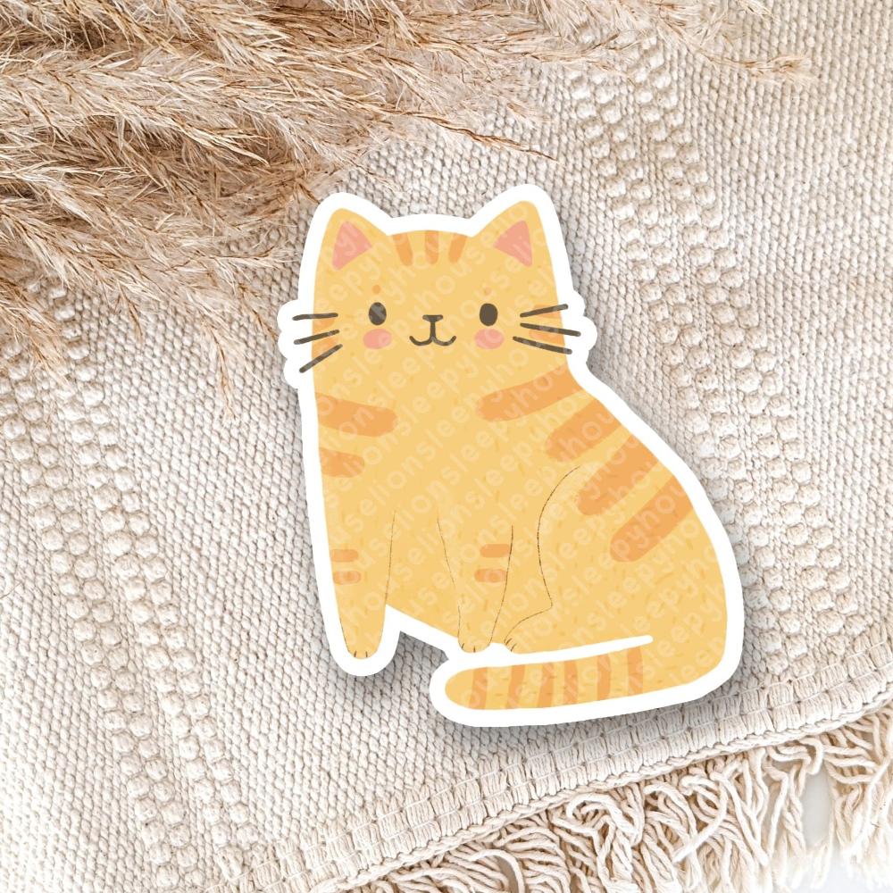 orange tabby cat vinyl sticker