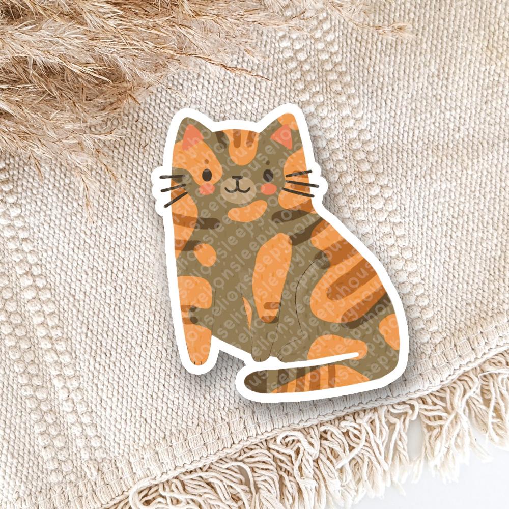 patched torbie cat vinyl sticker