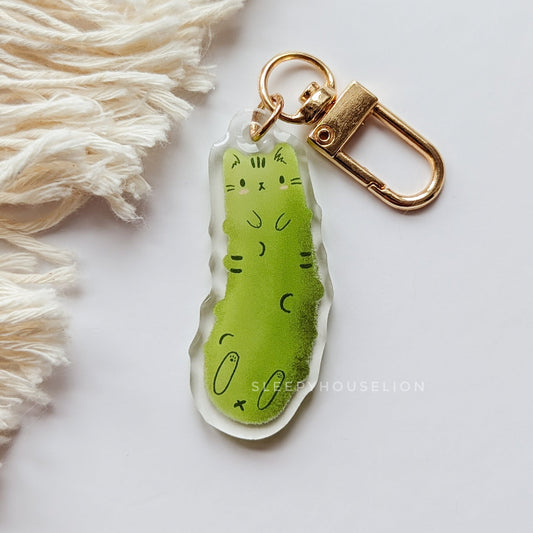 cute cat as a pickle keychain