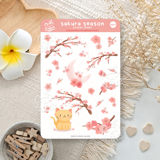 Sakura Season Sticker Sheet - Sleepy House Lion