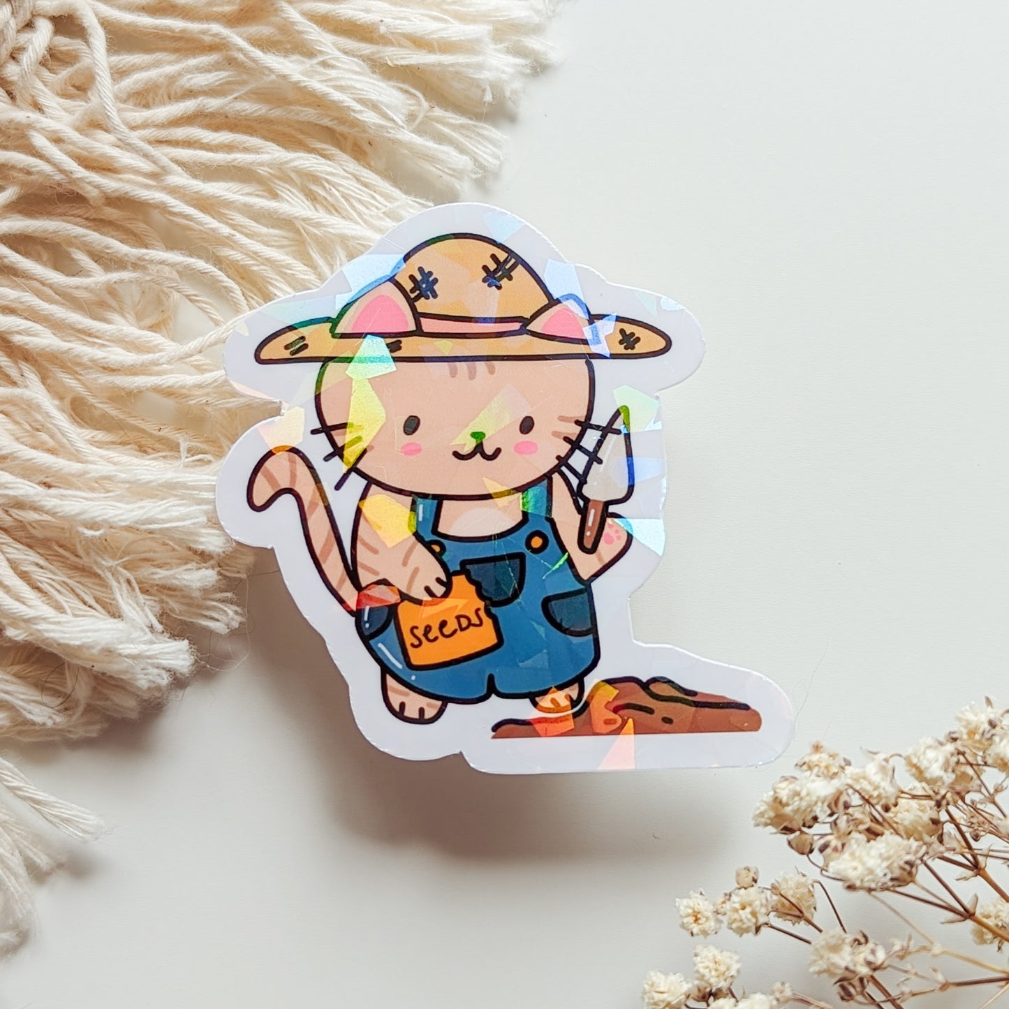 FARMING KITTY DIE CUT STICKER