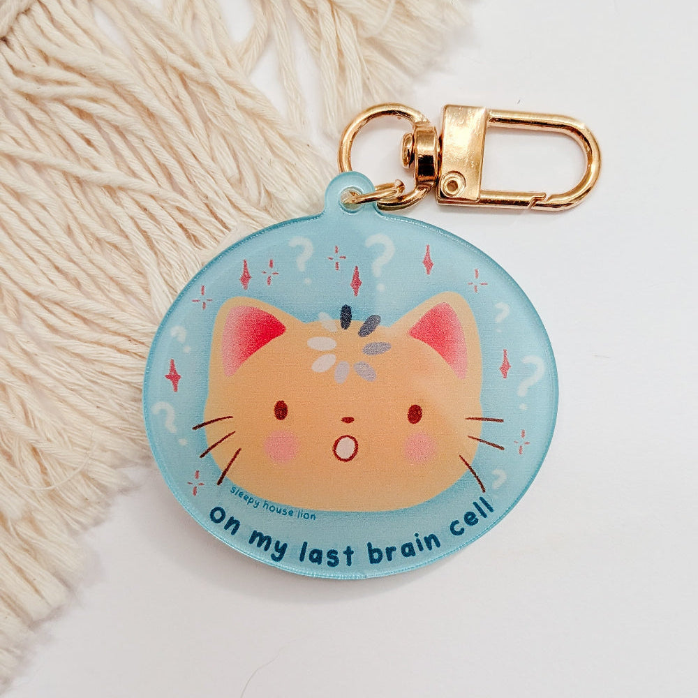 On My Last Brain Cell Cat Keychain