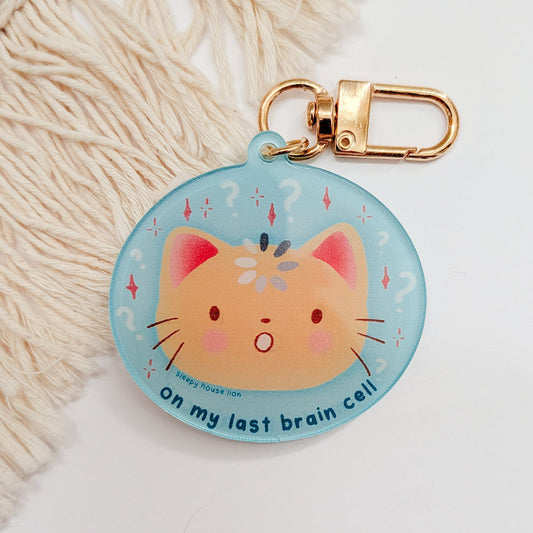 On My Last Brain Cell Cat Keychain