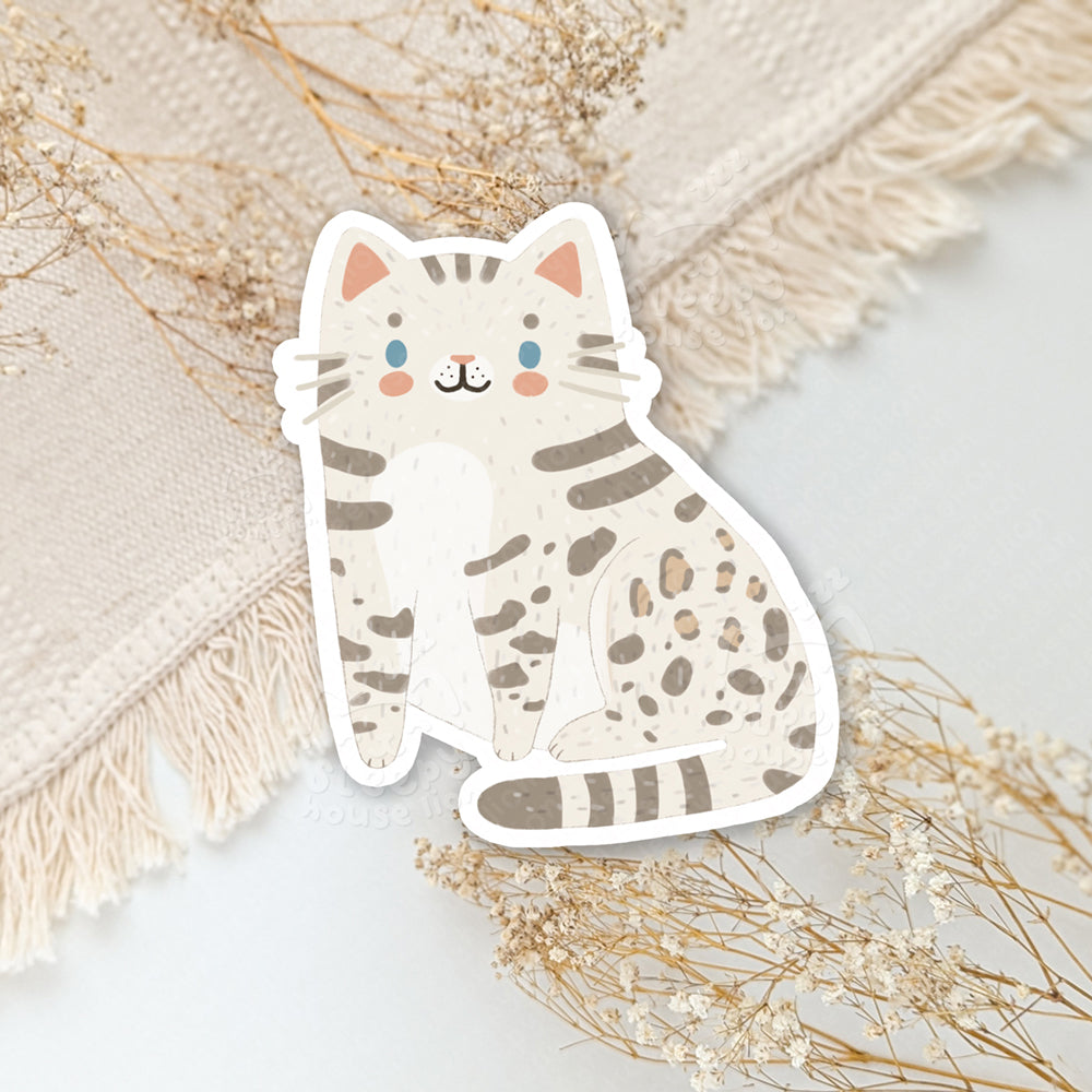 snow bengal cat vinyl sticker