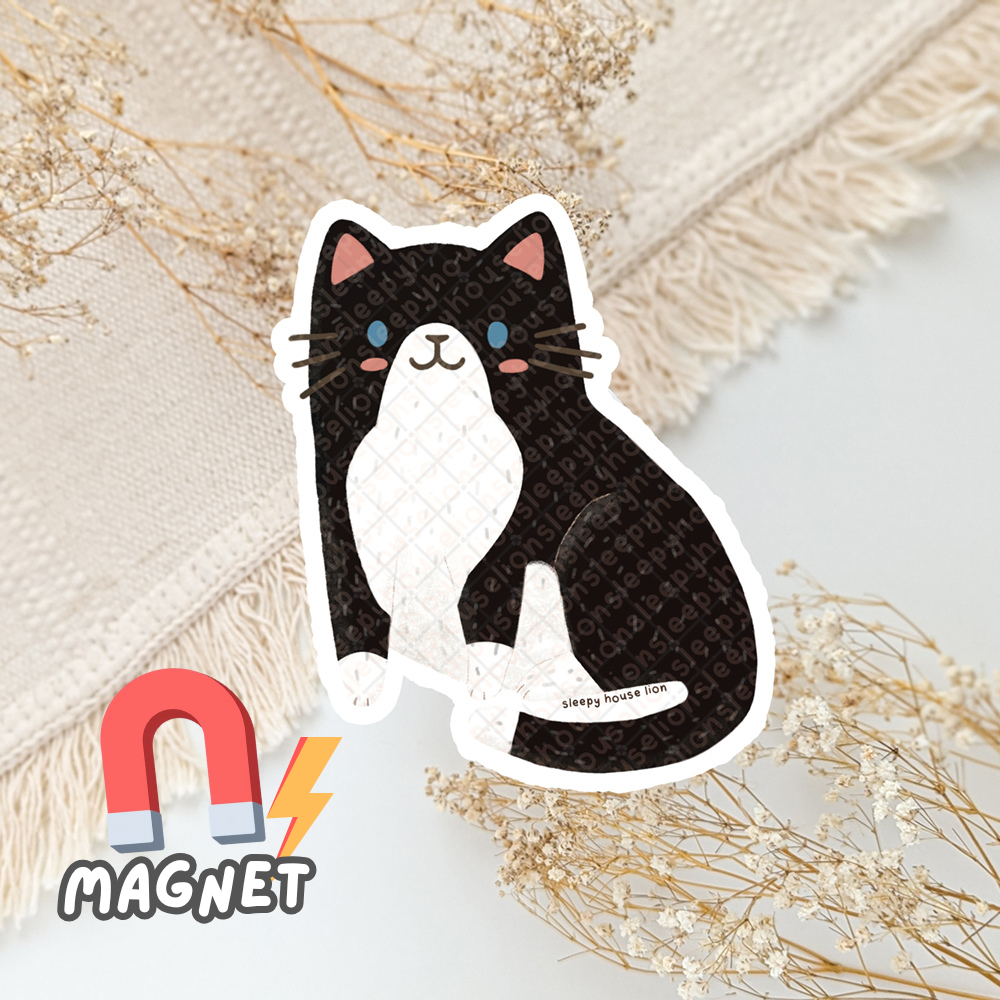 Cartoon tuxedo cat magnet